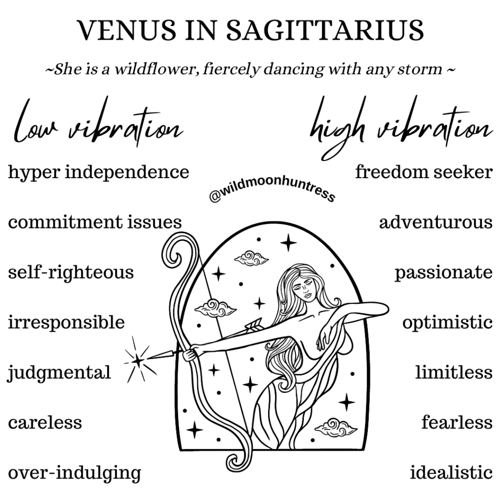 Venus in Sagittarius - in her low and high vibration expression.